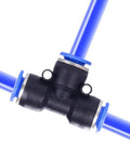 One Quarter Inch Push To Connect Tee Fitting Three Way T Shape Quick Push Lock Adapter Pack Of Ten Plug And Play For Tubing plastic body
