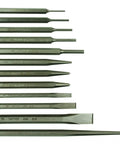Heavy Duty Punch And Chisel Set 12 Piece For Metalworking And Woodworking Premium Steel Tools arranged in a flat lay view