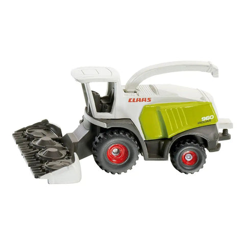 Claas Forage Harvester Toy Model With Metal Frame And Plastic Body In White And Green, Swiveling Ejection Pipe, Rugged Build