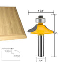 Four Piece One Quarter Inch Shank Router Bit Set For Door And Drawer Front Edging Miter Frame Crown Molding Wood Milling Cutter with size dimensions.