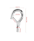 10 Pack M4 Screw Hanging Hook With Spring Buckle Eye Hook For Lights And Signs, DIY Go To Mounting Gear With Metric Internal Threads M4, 32mm Long, 18mm Wide, 4mm Thread Diameter, 10mm Hook Width, silver iron hook with measurements