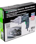 Genesis Electric Metal Cutting Shear 4 Amp 14 Gauge Swivel Head Variable Speed 0 To 2500 SPM product box packaging