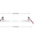 Ultra Slim LED Recessed Lighting Kit 4 Pack With 12W Integrated LEDs, side view with dimensions showing 6.18 and 7.12 inches