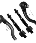 Four Piece Front Suspension Kit With Inner And Outer Tie Rod Ends For Honda Civic 2006 2007 2008 2009 2010 2011 1.8L Non Si black steel tie rods