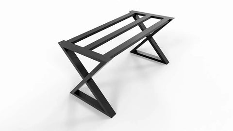 Beefy Heavy Duty Metal Table Base Built To Last With 700 Lb Capacity 28 Inch Height Industrial Table Frame, angled view