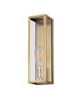 Outdoor Wall Light Waterproof Exterior Sconce With A Dope Brushed Brass Frame And Clear Glass Shade For Porch Entryway Or Front Door E26 Base Socket Bulb Not Included Weather Resistant Durable Outdoor Lighting Fixture For Indoor Or Outdoor Use