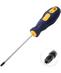 Top Notch T20 Security Torx Screwdriver With Strong Magnetic Tip Heavy Duty Drop Forged Steel High Torque Build view from top showing grip and tip.