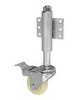 3 Inch Nylon Gate Wheel Caster With Spring Loaded Swivel And Brake, heavy duty metal gate roller for flat surfaces, side view