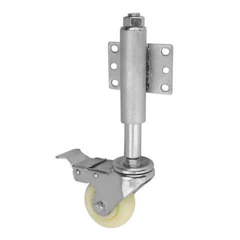 3 Inch Nylon Gate Wheel Caster With Spring Loaded Swivel And Brake, heavy duty metal gate roller for flat surfaces, side view
