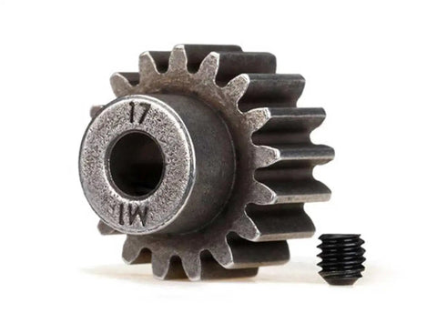 17T Pinion Gear With 1.0 Metric Pitch, Fits 5mm Shaft, Compatible With Steel Spur Gears, Includes Grub Screw, close-up view