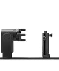 Pro Grade Laser Rotary Attachment For 3D Printers With Heavy Duty Shaft Kit, side view showing clamps and base.