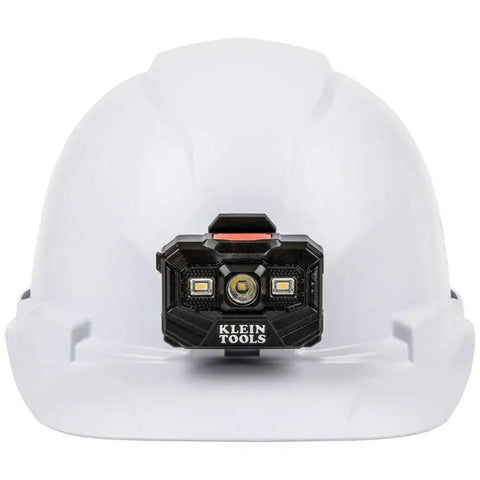 Non-Vented Cap Style Hard Hat With Padded Odor-Resistant Self-Wicking Sweatband featuring front lamp mount, white color