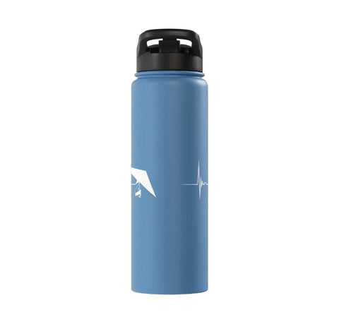 Hang Gliding Heartbeat Pulse Line Stainless Steel Insulated Water Bottle With EKG Graphic BPA Free Durable Travel Bottle For Adrenaline Junkies