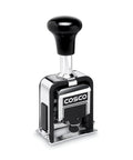 Top Shelf Six Wheel Automatic Numbering Machine Self Inking Office Stamp for repeat consecutive marking, handheld device with black handle.