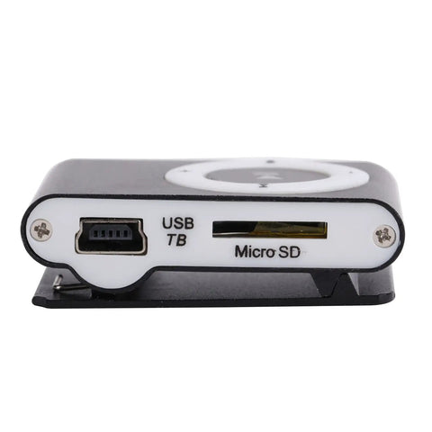 USB and micro SD slot of Clip On MP3 Player With USB Cable And Earphones Ultra Lightweight Portable Music Player For Running And Hiking Screenless Mini MP3 Player For Sports Black.