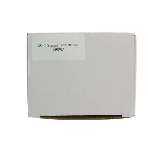 Box with label reading '2845 5900KV Brushless Sensorless RC Car Motor 3.175mm Shaft Beefy Torque For 1 12 And 1 14 Scale RC Cars'