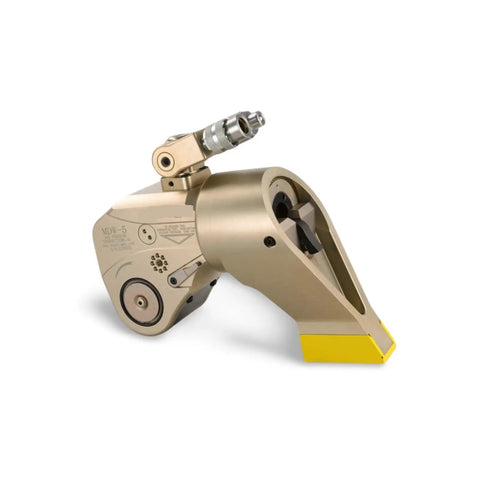 Top Shelf Hydraulic Torque Wrench MDW-07 One Way Drive Ratchet with swivel end and yellow tip for industrial fastening.