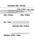 Heavy Duty Drawer Slides 18 To 60 Inch Adjustable Full Extension With 3 Fold Guide Rail And Ball Bearing 76mm Wide Industrial Grade diagram