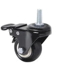 4 Pack 1.5 Inch Swivel Furniture Casters With Brakes, Black, M8/M10 Stem, double bearing sleeve, single caster close-up