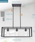 Dimensions of Farmhouse Black Lantern Pendant Chandelier With Seeded Glass, 3 Light Modern Dining Room Kitchen Island Lighting