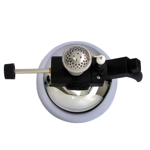 Top view of Slick Little Mini Tabletop Butane Burner With Aluminum Rack For Siphon Coffee, Lab Bunsen Style Stove.