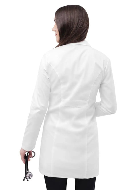 Back view of Universal Stretch Lab Coat For Women 36 Inch Tab Waist Medical Lab Coat 3304 White Medium Uniform Scrubs