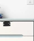 RV Cabinet Latch Set 2 Pack Push To Close Drawer And Door Lock Grabber Catch installed on white cabinet drawer visible