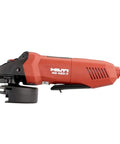 7 Amp 4.5 Inch Angle Grinder With Dead Man Switch Slim Red Powerhouse For Metal Cutting And Grinding Accepts Standard 4.5 Inch Discs Ergonomic Grip Quick Guard Built Tough For Daily Shop Projects side view