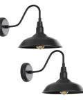 2 Pack 10 Inch Black Outdoor Barn Light With Wall Mount Gooseneck Dome Sconce For House Porch Patio Yard Farmhouse Style Exterior Lighting Weather Resistant Durable Build showing front and side view