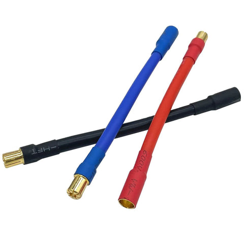 Three Piece Set 6.5mm Bullet Male To Female ESC Extension Cable 10AWG Silicone Wire 10cm For RC Car And Boat Brushless Motors High Current Low Resistance Power Link