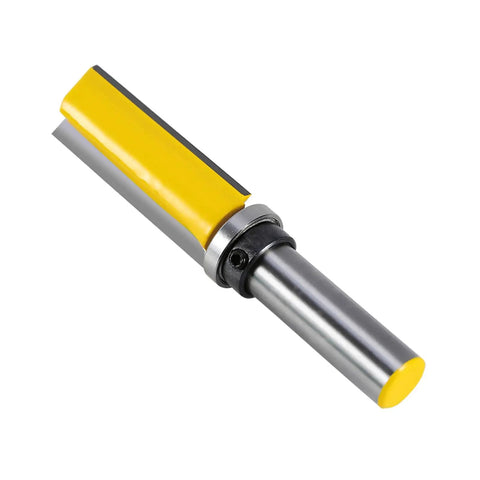 Industrial Grade Top Bearing Flush Trim Router Bit With Straight Flute Design For Woodworking And Engraving Machines Pro Grade Durable Cutter Built For Long Lasting Sharp Cuts And Demanding Projects, yellow-coated straight flute router bit with bearing