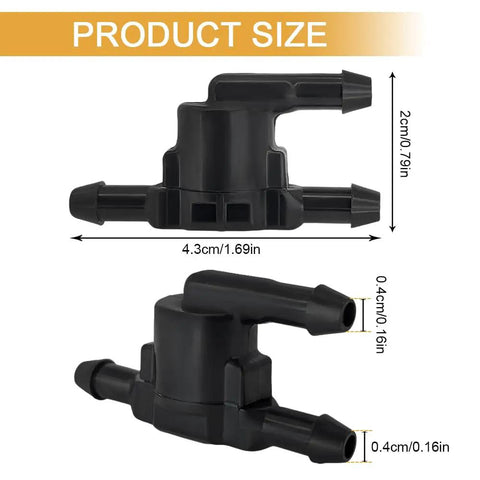 Diagram of Three Way Wiper Spray Jet Nozzle Connector Kit With Check Valve dimensions for Toyota Scion Lexus