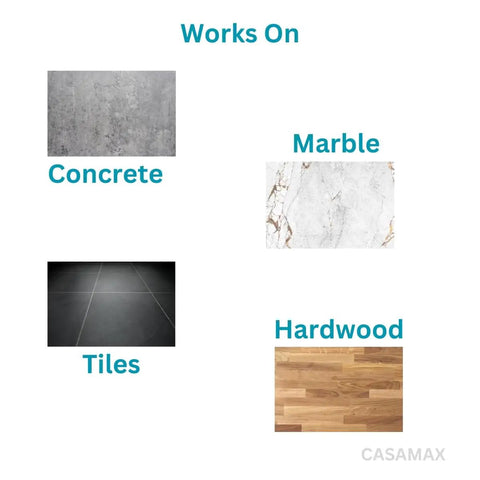 Image showing rug pad grippers suitable for concrete, marble, tiles, and hardwood floors, indicating versatile use.