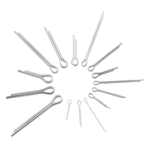 304 Stainless Steel Split Cotter Pins Kit 150 Pieces In 15 Sizes M1 To M3 U Shape Fasteners in a circular layout