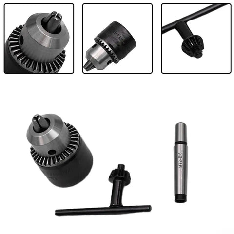MT2 Morse Taper Drill Chuck For Mini Metal Lathe Tailstock Built Like A Tank 1010 Carbon Steel Keyed Chuck Tool close-up view.
