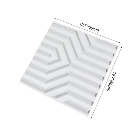 Geometric 3D PVC Wall Panels Matte White Pack of 12 Tiles, Each 19.7 Inch Square, showing detailed texture and design angle