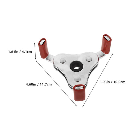 Pro Grade Smoke Transducer Remover Tool Head for hassle-free sensor gripping, silver aluminum tool with red grips, dimensions shown.