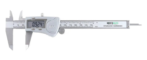 Digital Caliper 0 To 6 Inches 0 To 150 Millimeters With 0.0005 Inch 0.01 Millimeter Resolution Large LCD IP54 Water Resistant No Nonsense Tough Tool For Pros 4 Way Inside Outside Depth And Step Measurements Made With Hardened Stainless Steel