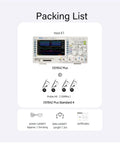 Packing list for Monster Four Channel 100 MHz Digital Oscilloscope With 25 MHz Signal Source, includes probes and cables.