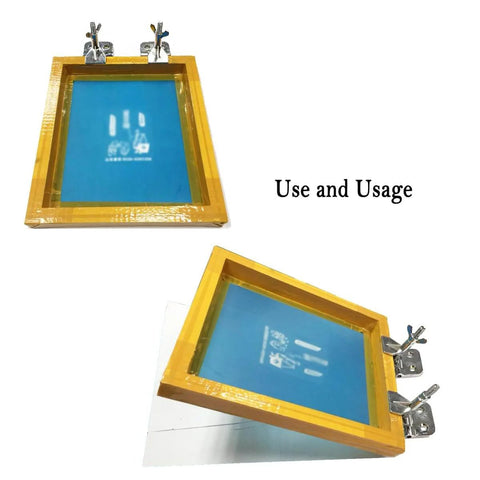 Two Pack Butterfly Frame Hinge Clamp Set For Screen Printing Heavy Duty Zinc Alloy DIY Hobby Tool with Screens Attached