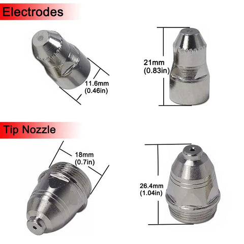 50 Piece P80 Plasma Cutter Consumables Set For Pilot Arc Non Touch Torch Includes Electrodes Nozzles Tip Cups Replacement Parts