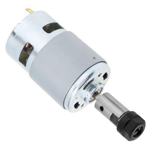 High Speed 24V CNC Spindle Motor Kit With ER11 Collets One Eighth Inch And One Quarter Inch For 3018 And 1610 Milling Router Machines 20000 RPM DC Motor Package With Wrenches And Holder For DIYers