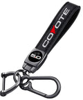 Premium Leather Car Keychain With Coyote 5 0 Emblem And Built In Screwdriver Tool Heavy Duty Alloy Ring for Ford Mustang.