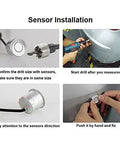 Installation of LED Parking Sensor Back Up System With 3 Color Distance Display Rainproof Car Rear Radar 22mm Diameter