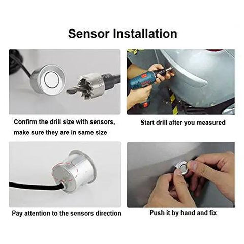Installation of LED Parking Sensor Back Up System With 3 Color Distance Display Rainproof Car Rear Radar 22mm Diameter