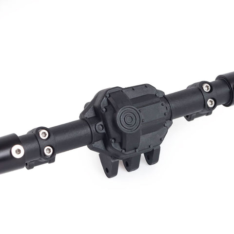 Close-up of AR44 Front And Rear Nylon Axle Set With Metal Front Reverse Bevel Gear For One Tenth RC Crawler SCX10 II 90046 47 RGT 86100 Upgrade