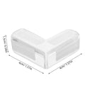 Clear Corner Guards 4 Pack For Desks And Furniture, PVC Table Edge Protectors showing dimensions and transparent design.
