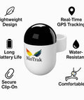 Lightweight 9g Bird Tracking Leg Ring For Parrots And Small Birds, showing features like GPS, water resistance, and comfort.