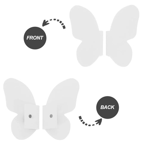 Butterfly Cabinet Handles Pair For Room Furniture White Decorative Drawer Pulls front and back view