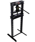 Beefy 12 Ton Hydraulic Shop Press With Floor Mount H Frame Adjustable Table Height And Press Plates For Bending Straightening